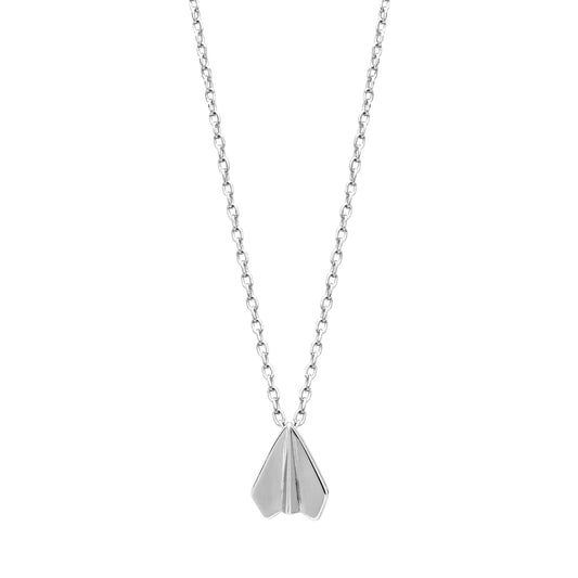 Sterling Silver Paper Airplane Pendant Necklace