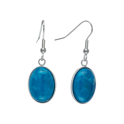 Blue Howlite Oval Drop Earrings