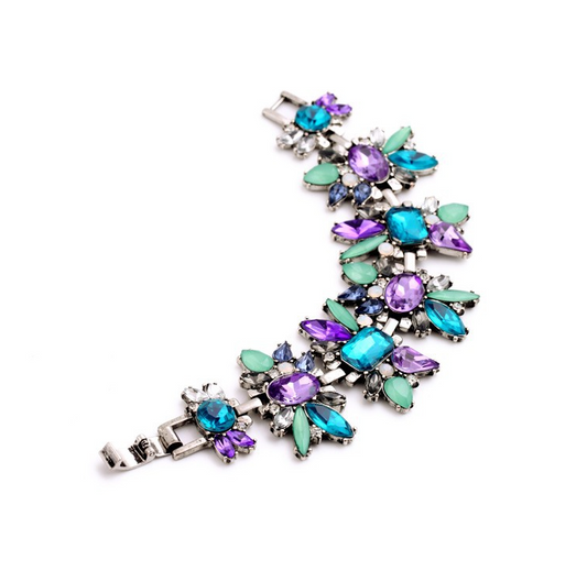 Blue, Purple Mint Floral Bracelet