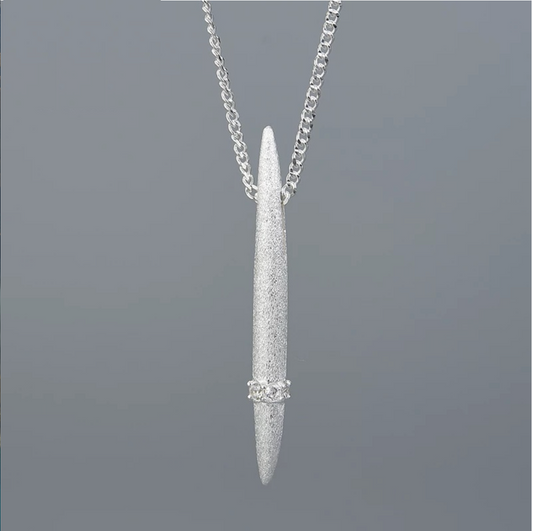 Sterling Silver Minimalist Vertical Bar Pendant Necklace