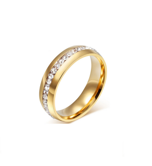 Goldtone Clear Cubic Zirconia Band Ring