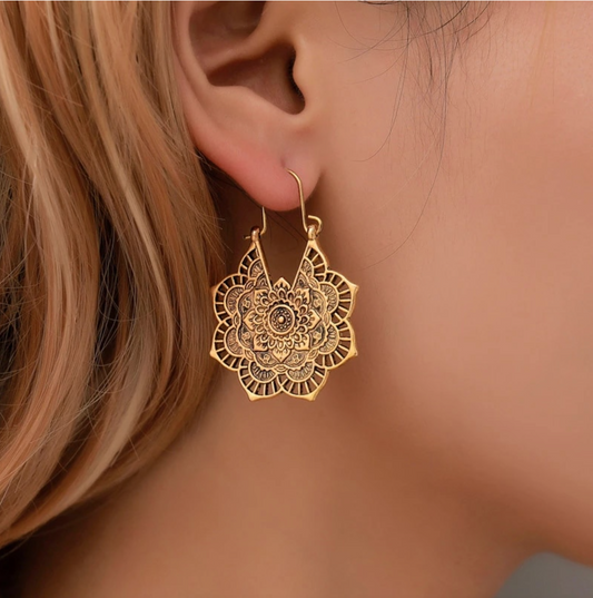 Goldtone Mandala Earrings