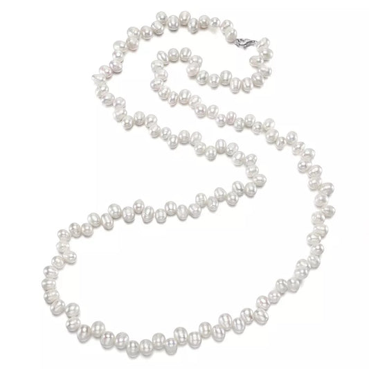 White Freshwater Pearl Gathered Necklace