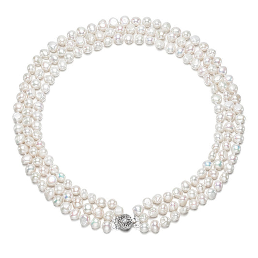 White Freshwater Pearl Multi-strand Necklace