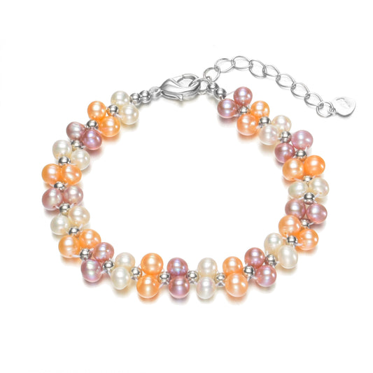 Clustered Multi Colored Freshwater Pearl Bracelet