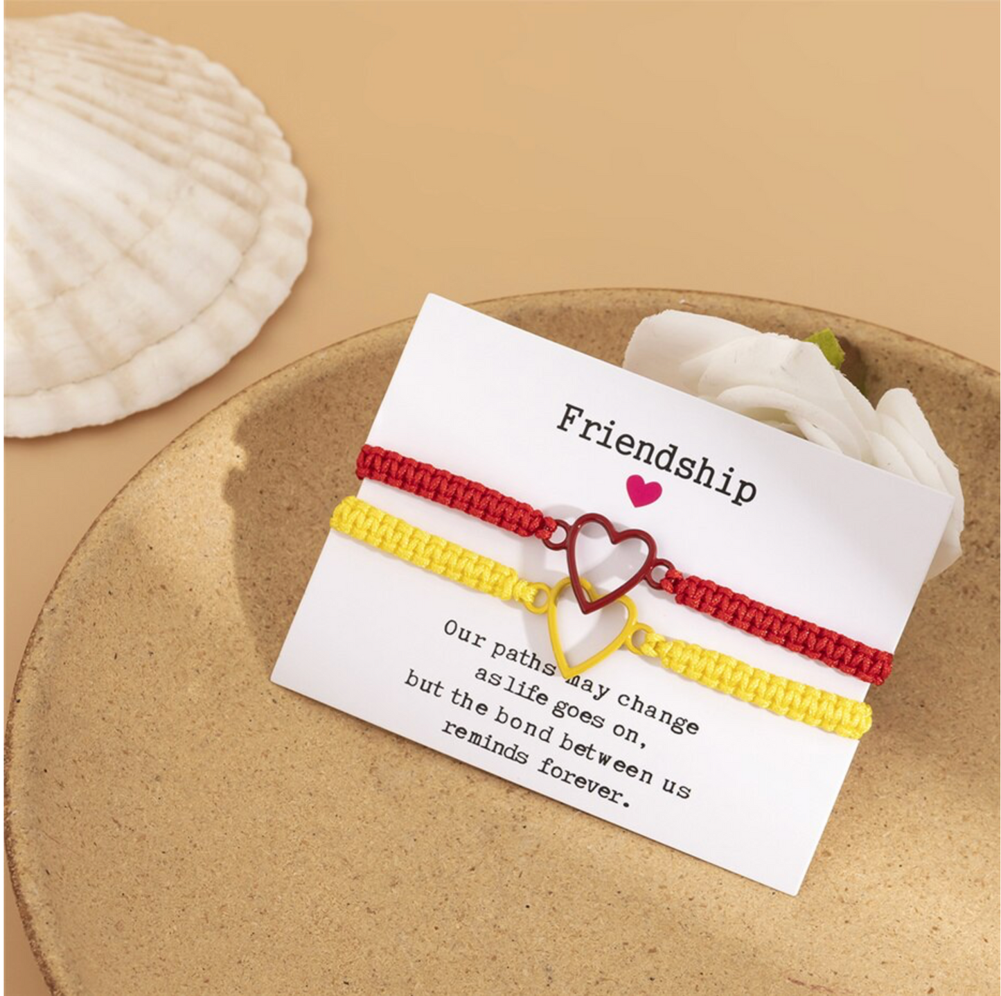 Red Yellow Open Heart Adjustable Friendship Bracelets