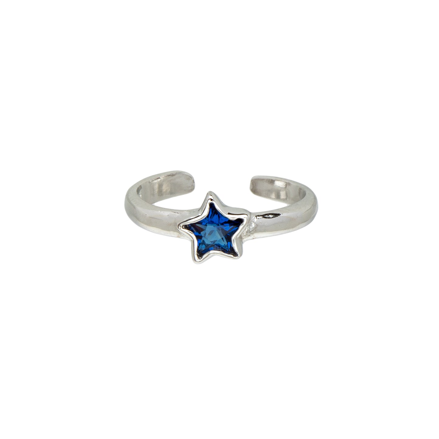 Sterling Silver Blue Cubic Zirconia Star Toe Ring