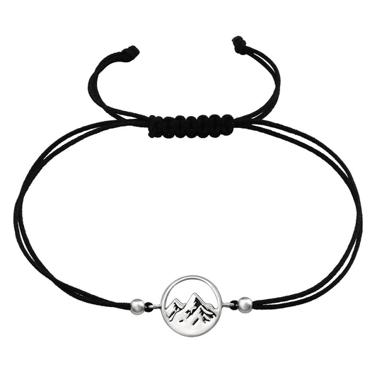 Black Adjustable Sterling Silver Mountain Range Bracelet