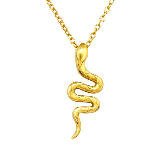 24kt Plated Sterling Silver Snake Pendant Necklace