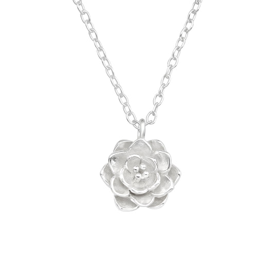 Sterling Silver Flower Pendant Necklace