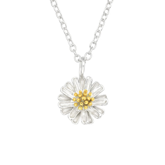 Sterling Silver Daisy Pendant Necklace