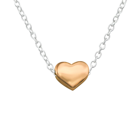 Sterling Silver Rose Goldtone Heart Pendant Necklace