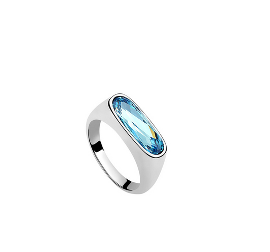 Aqua Oval Swarovski Crystal Ring