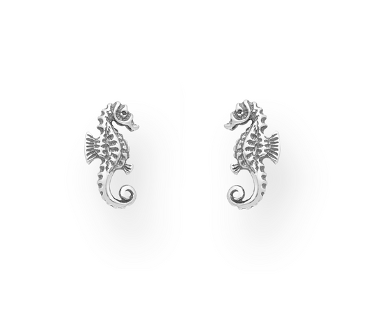 Sterling Silver Seahorse Stud Earrings