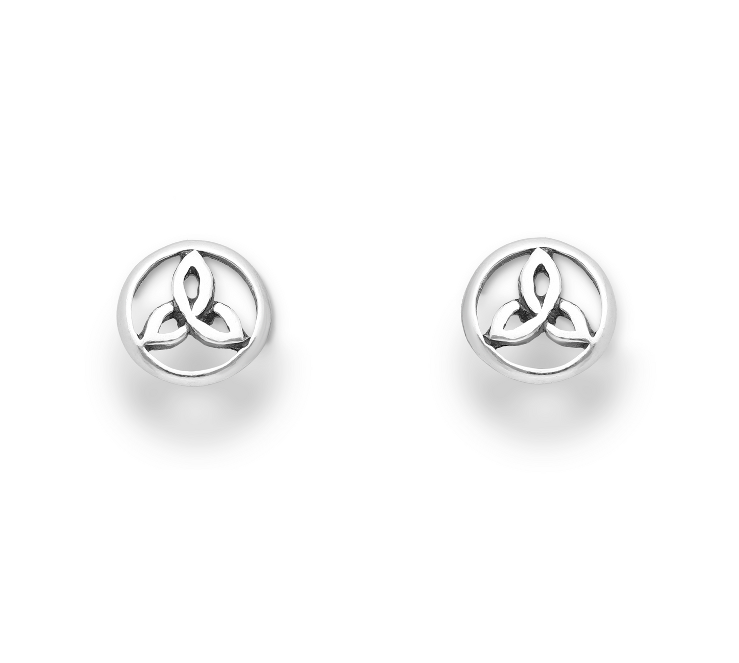 Sterling Silver Circular Celtic Trinity Stud Earrings