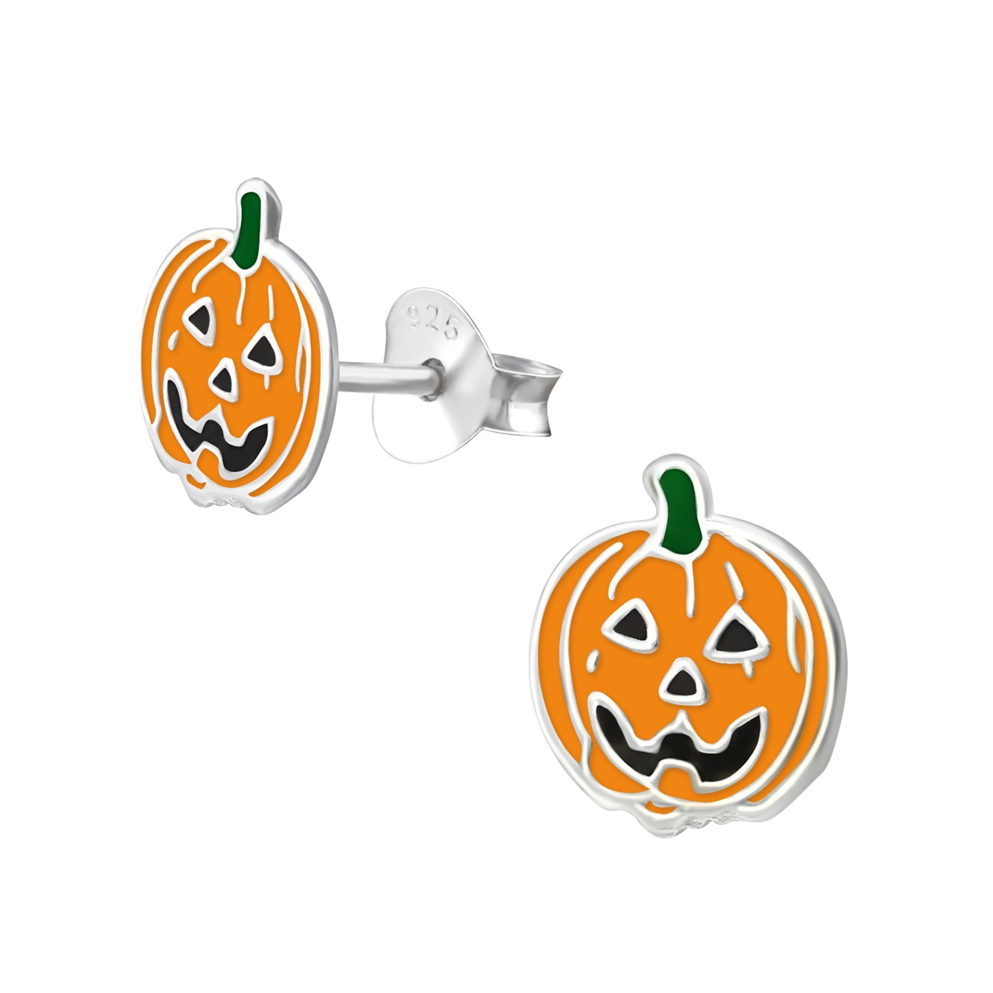Sterling Silver Orange Pumpkin Stud Earrings