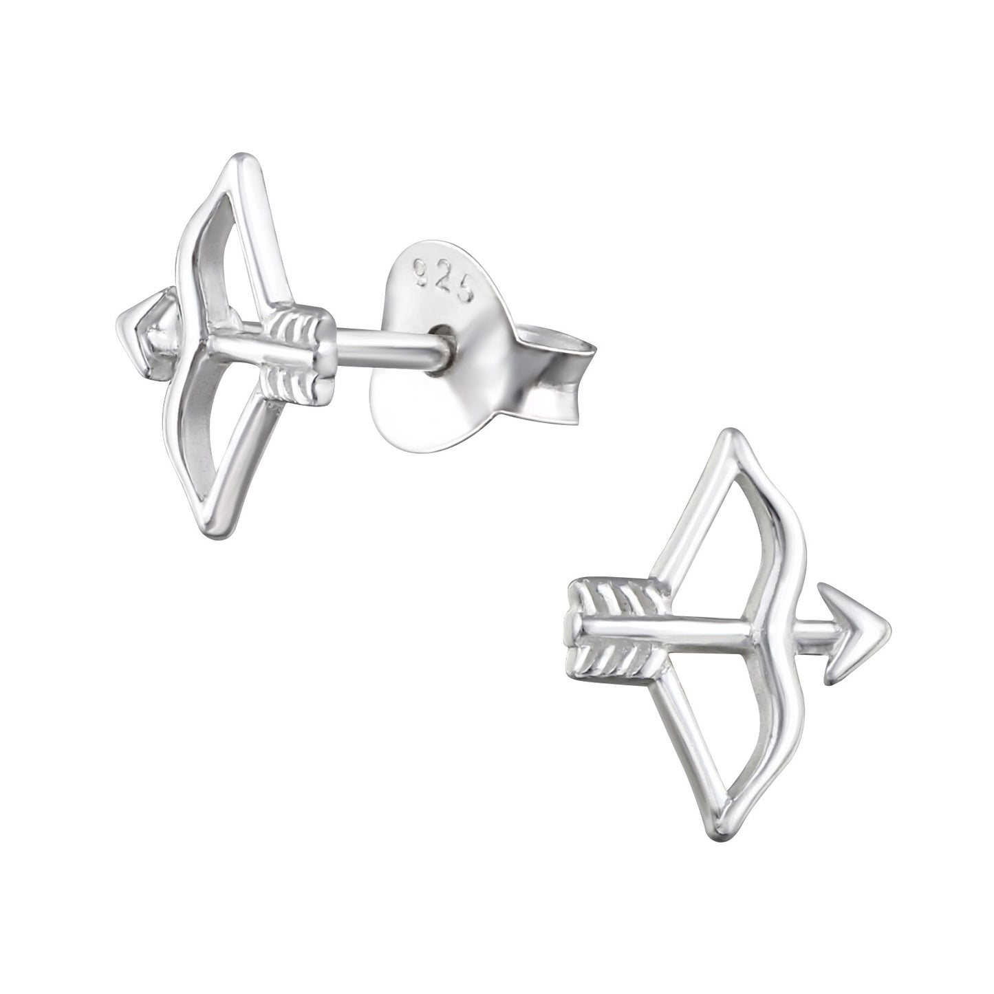 Sterling Silver Cupids Bow Stud Earrings