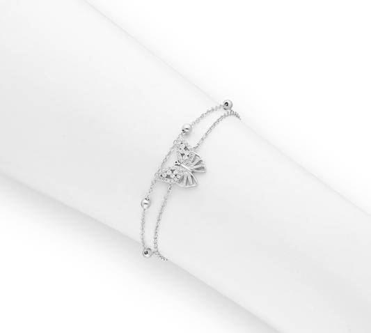 Sterling Silver Cubic Zirconia Butterfly Bracelet