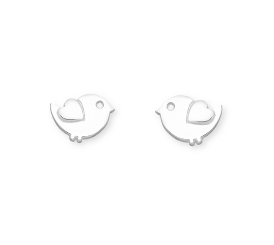 Sterling Silver Love Birds Stud Earrings