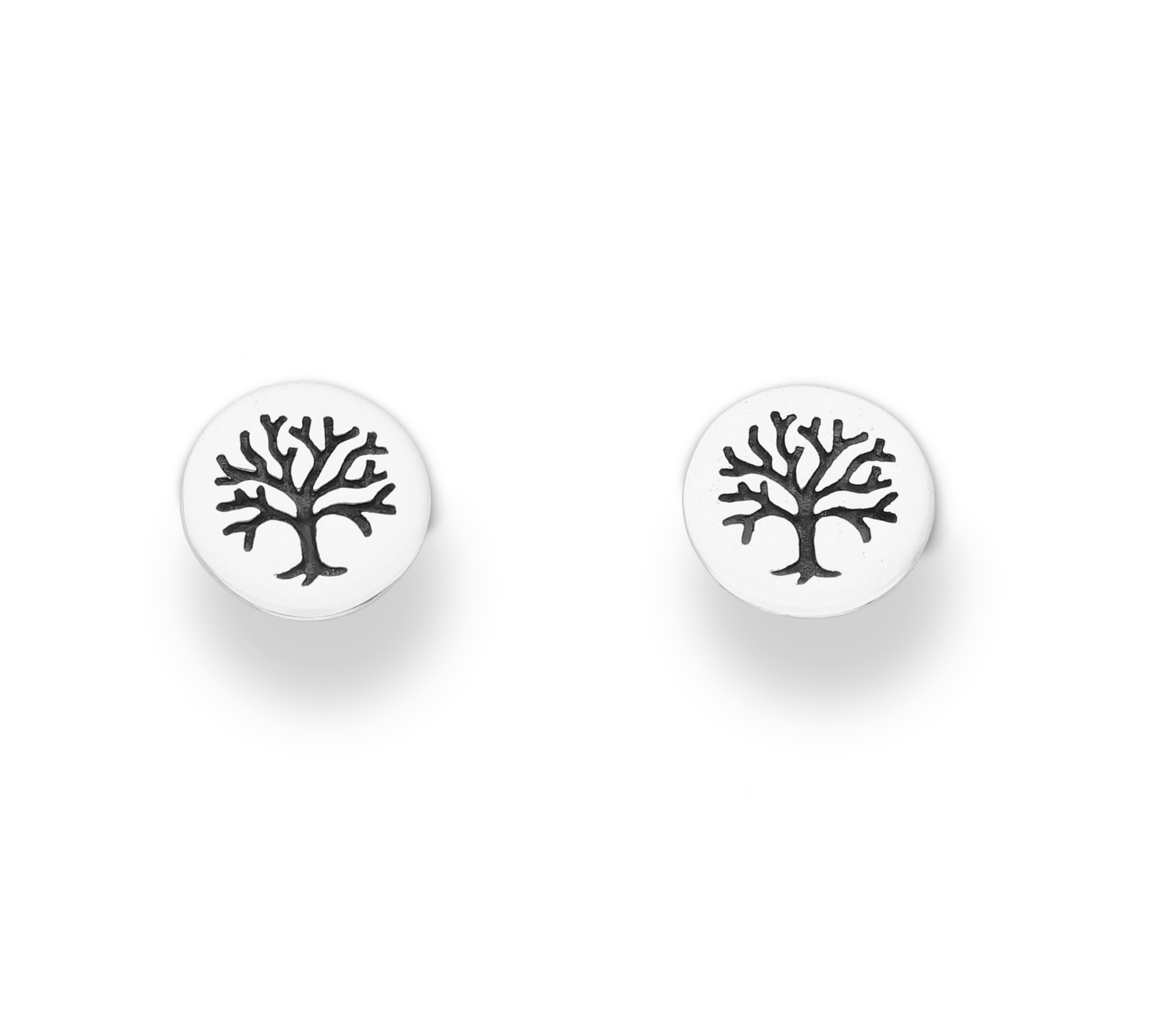 Sterling Silver Circular Tree Stud Earrings