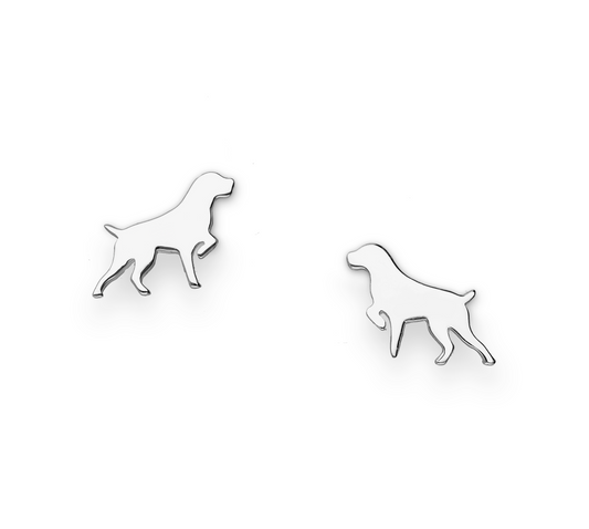 Sterling Silver Walking Dog Stud Earrings