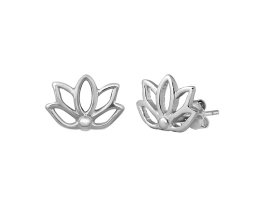 Sterling Silver Lotus Flower Stud Earrings