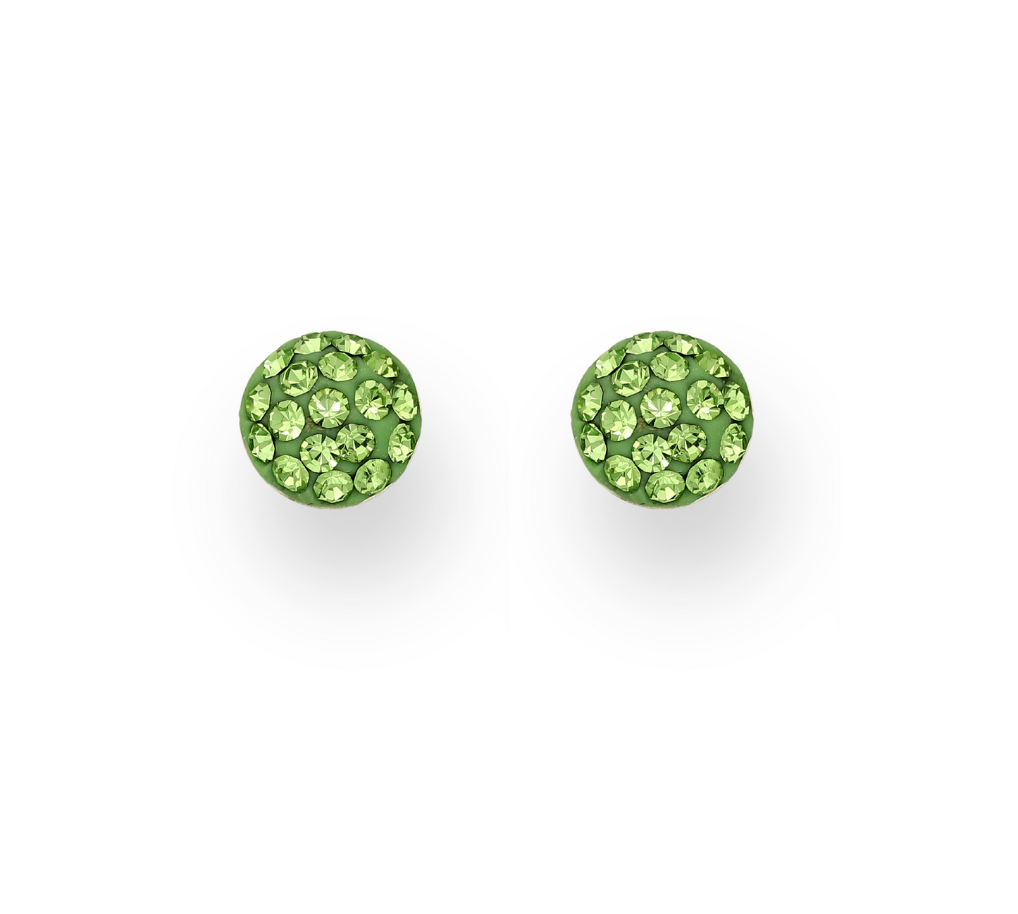 Sterling Silver Green Cubic Zirconia Pave Circular Stud Earrings