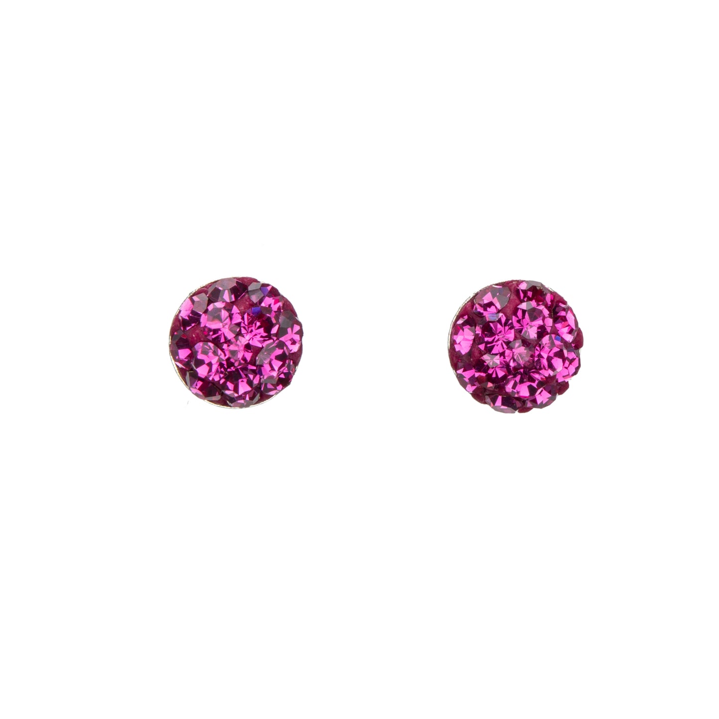 Sterling Silver Fuchsia Cubic Zirconia Pave Stud Earrings