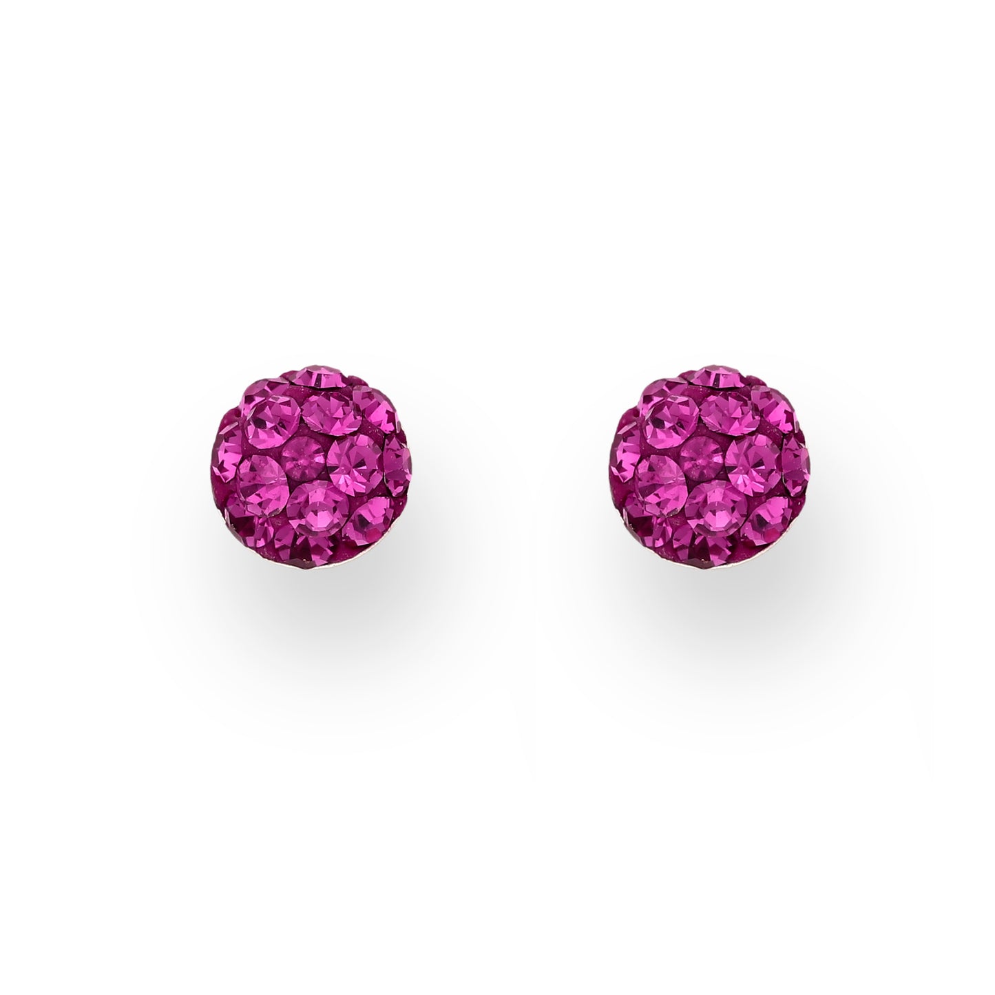 Sterling Silver Fuchsia Cubic Zirconia Pave Stud Earrings