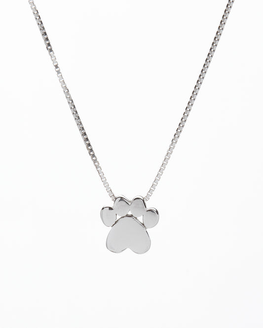 Sterling Silver Paw Print Pendant Necklace