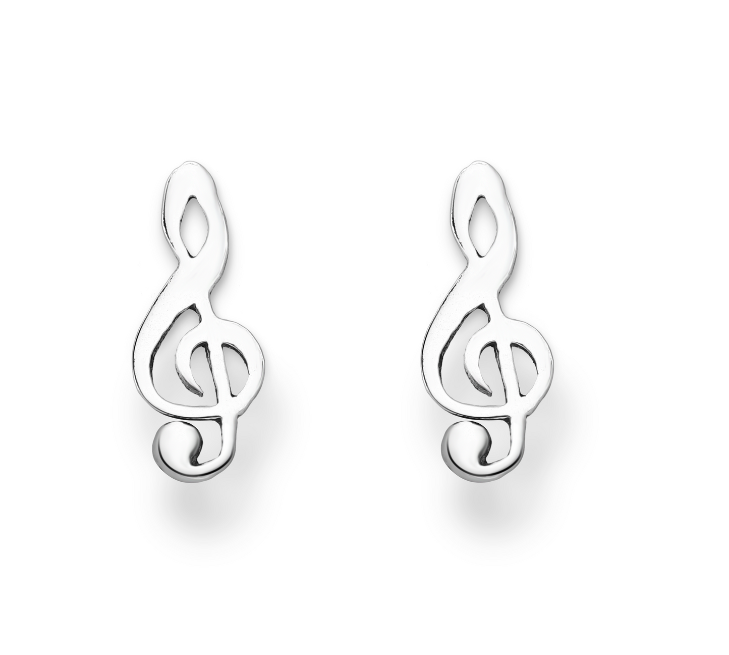 Sterling Silver Treble Clef Stud Earrings