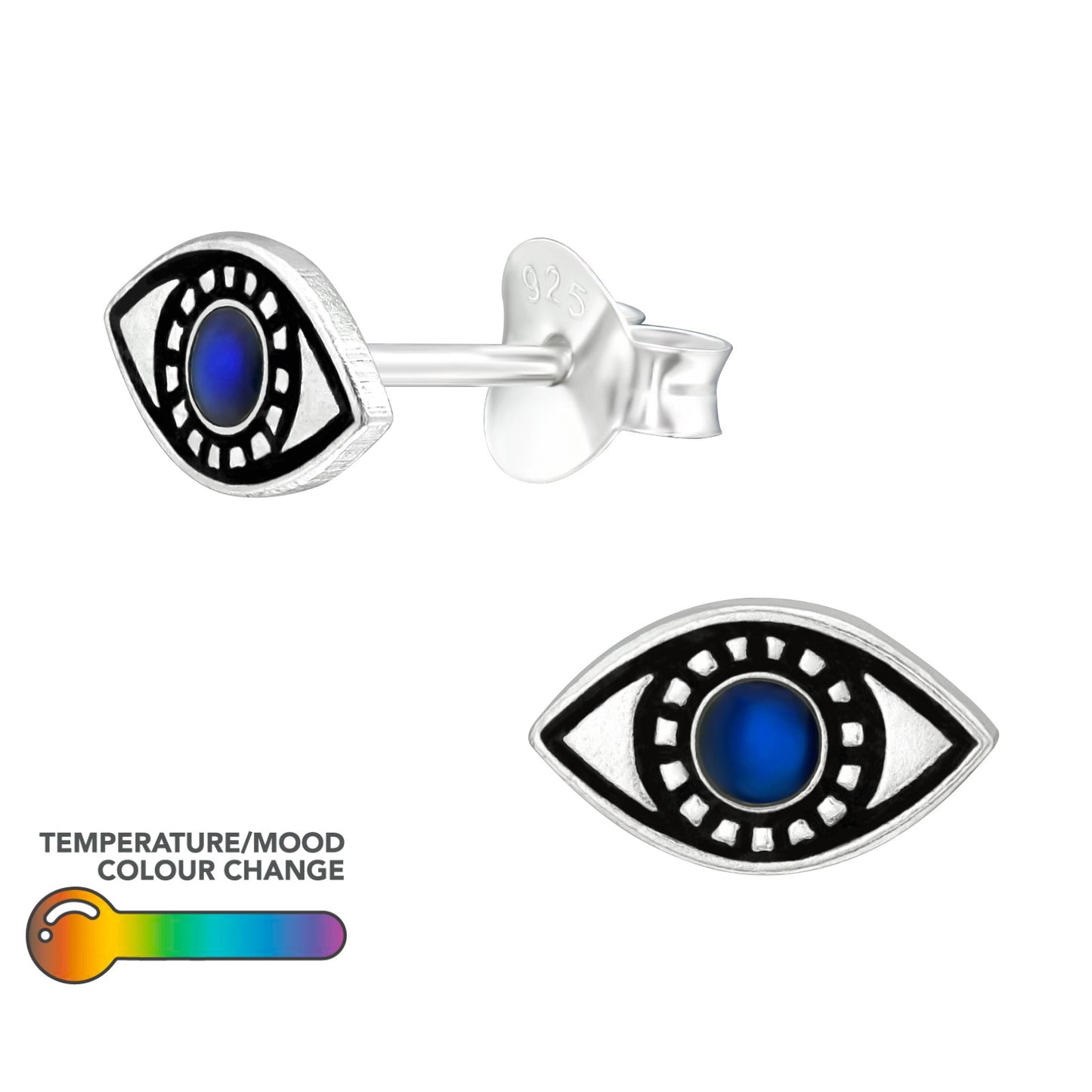 Sterling Silver Mood Changing Eye Stud Earrings