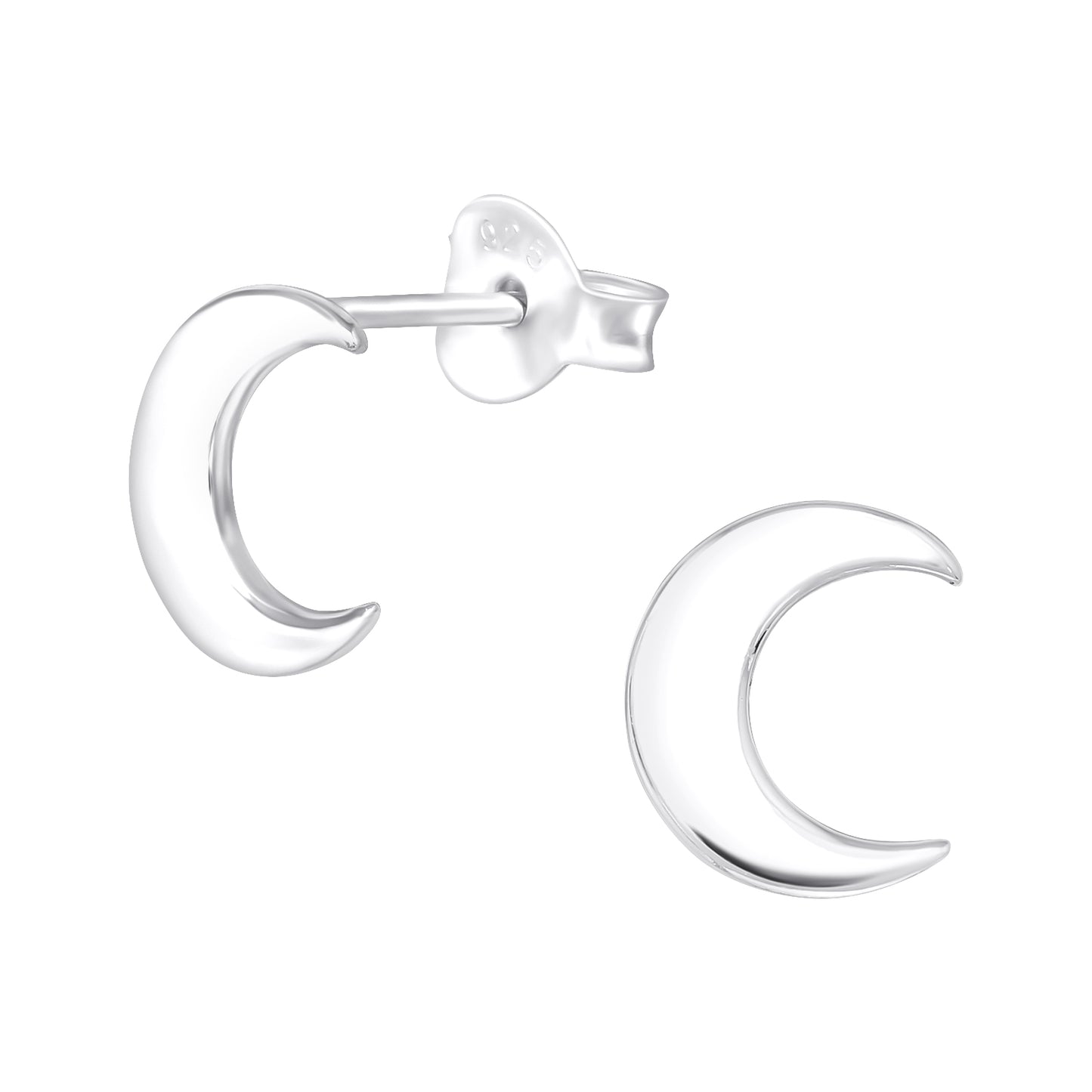 Sterling Silver Crescent Moon Stud Earrings