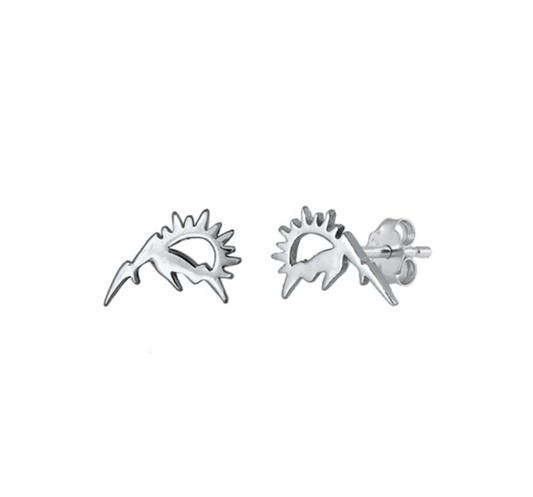 Sterling Silver Mountain Range Sun Stud Earrings