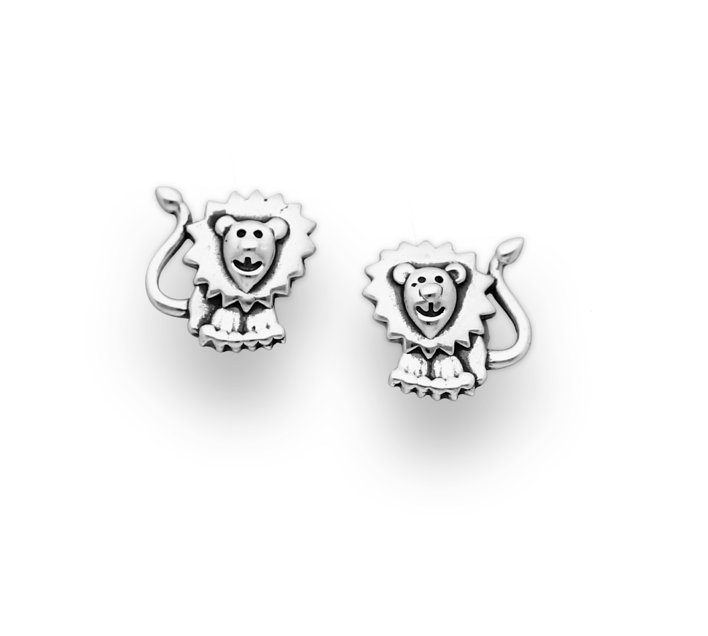 Sterling Silver Cute Lion Stud Earrings