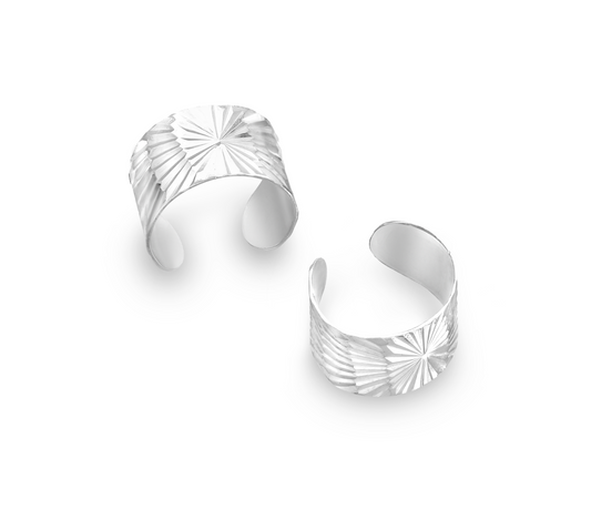 Sterling Silver Lined Sun Ear Cuffs