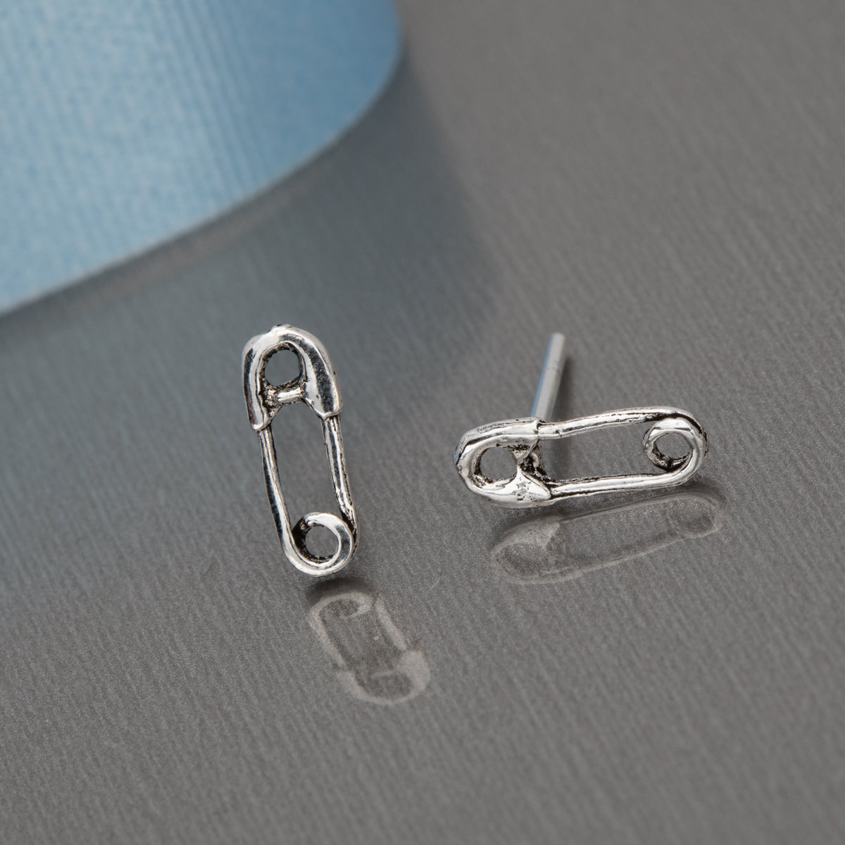 Sterling Silver Safety Pin Stud Earrings