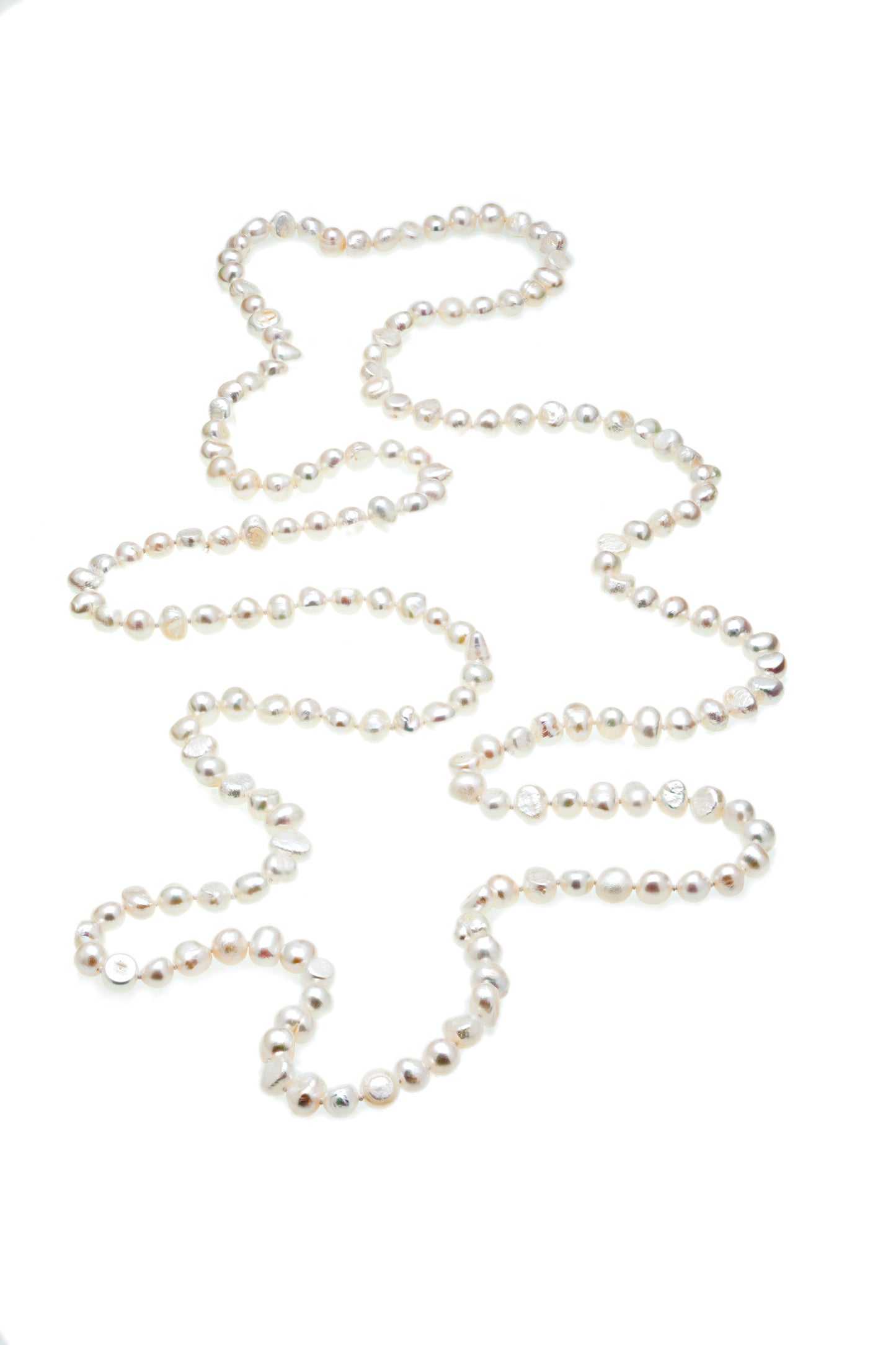 62" Long White Rice Freshwater Pearl Necklace