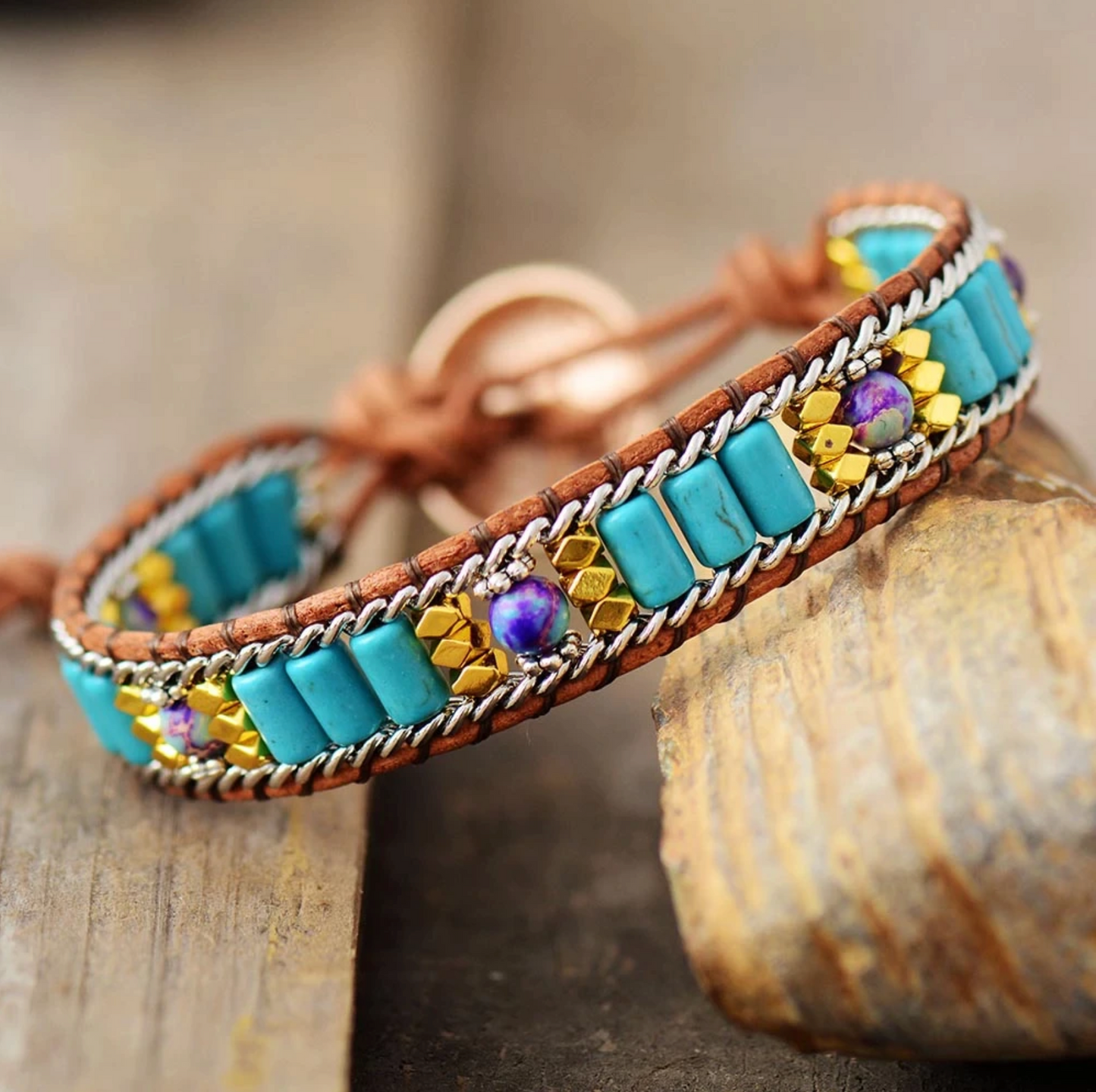 Turquoise Jasper Beaded Handmade Adjustable Bracelet