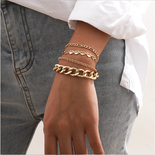 Goldtone Chain Link Bracelet Set