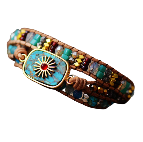 Jasper Turquoise Sun Handmade Beaded Bracelet