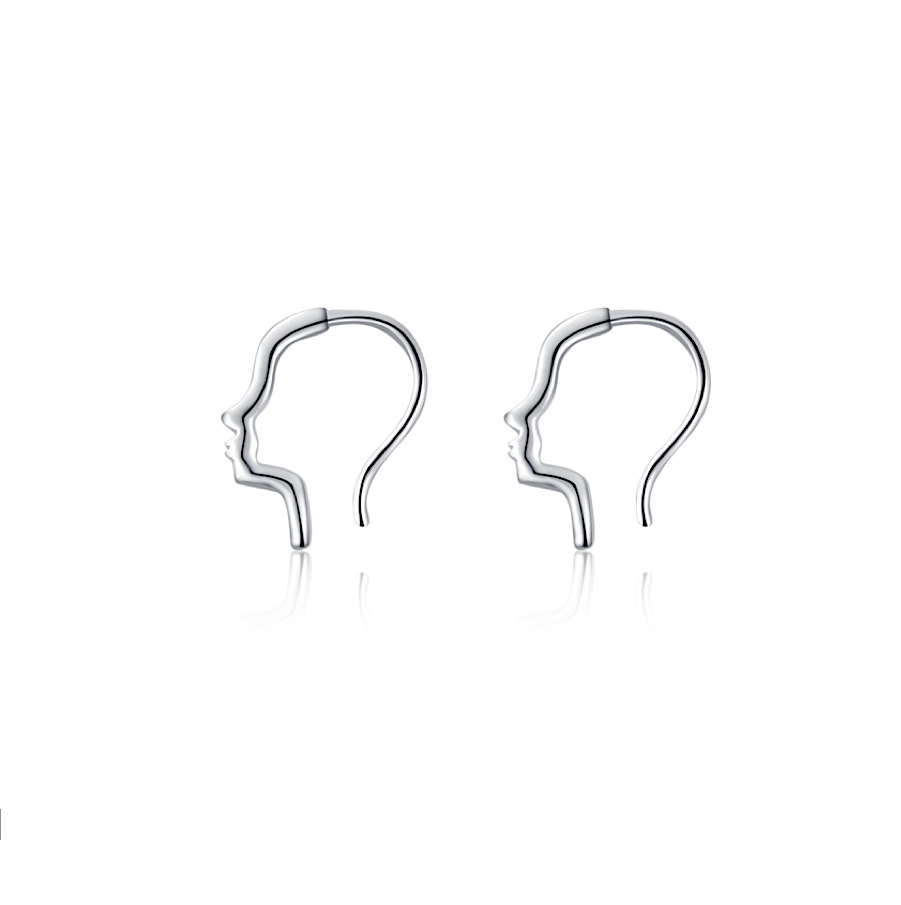 Sterling Silver Face Silhouette Ear Threaders