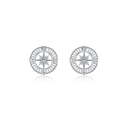 Sterling Silver Compass Stud Earrings