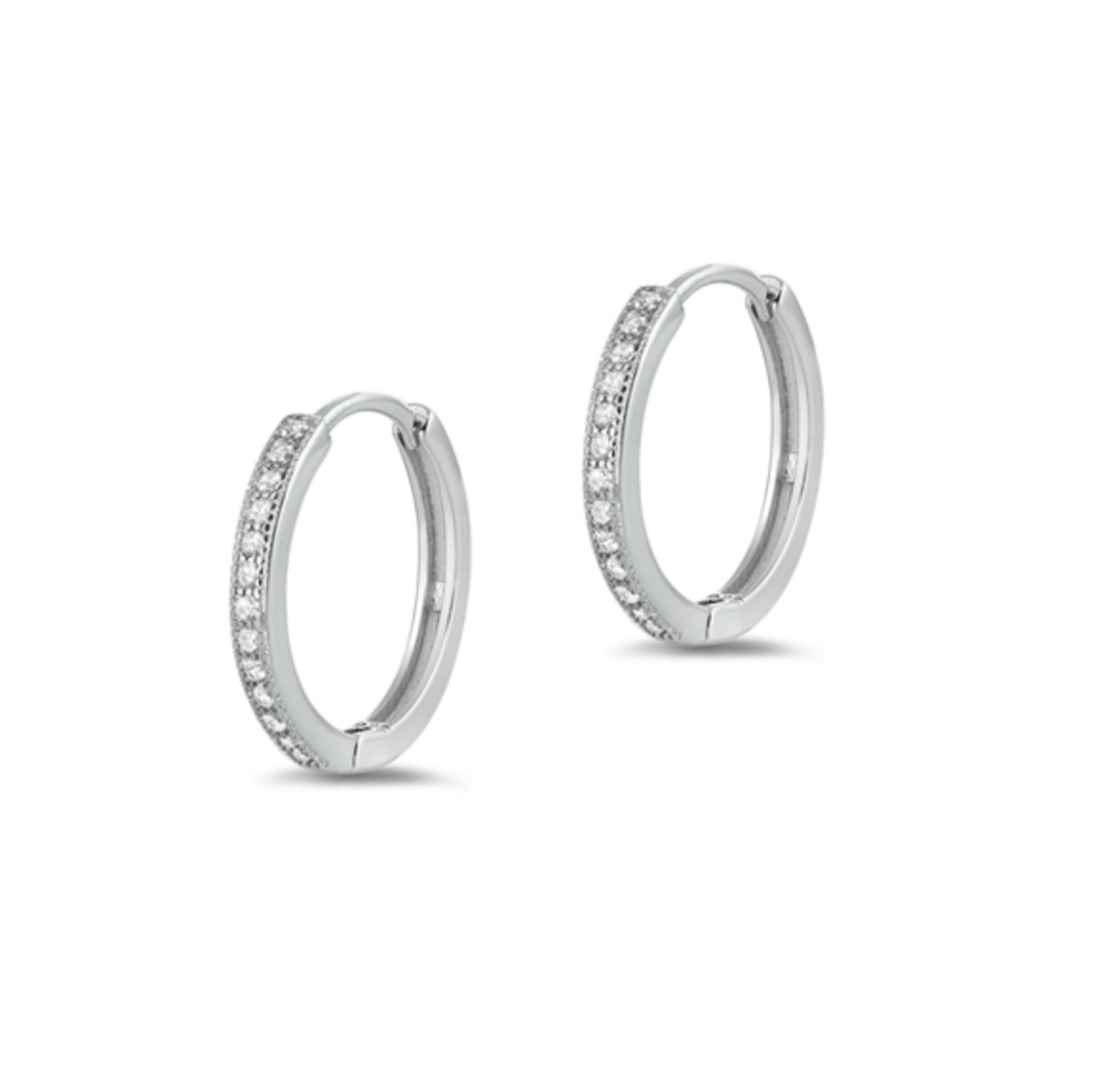 Sterling Silver Cubic Zirconia Huggie Hoop Earrings