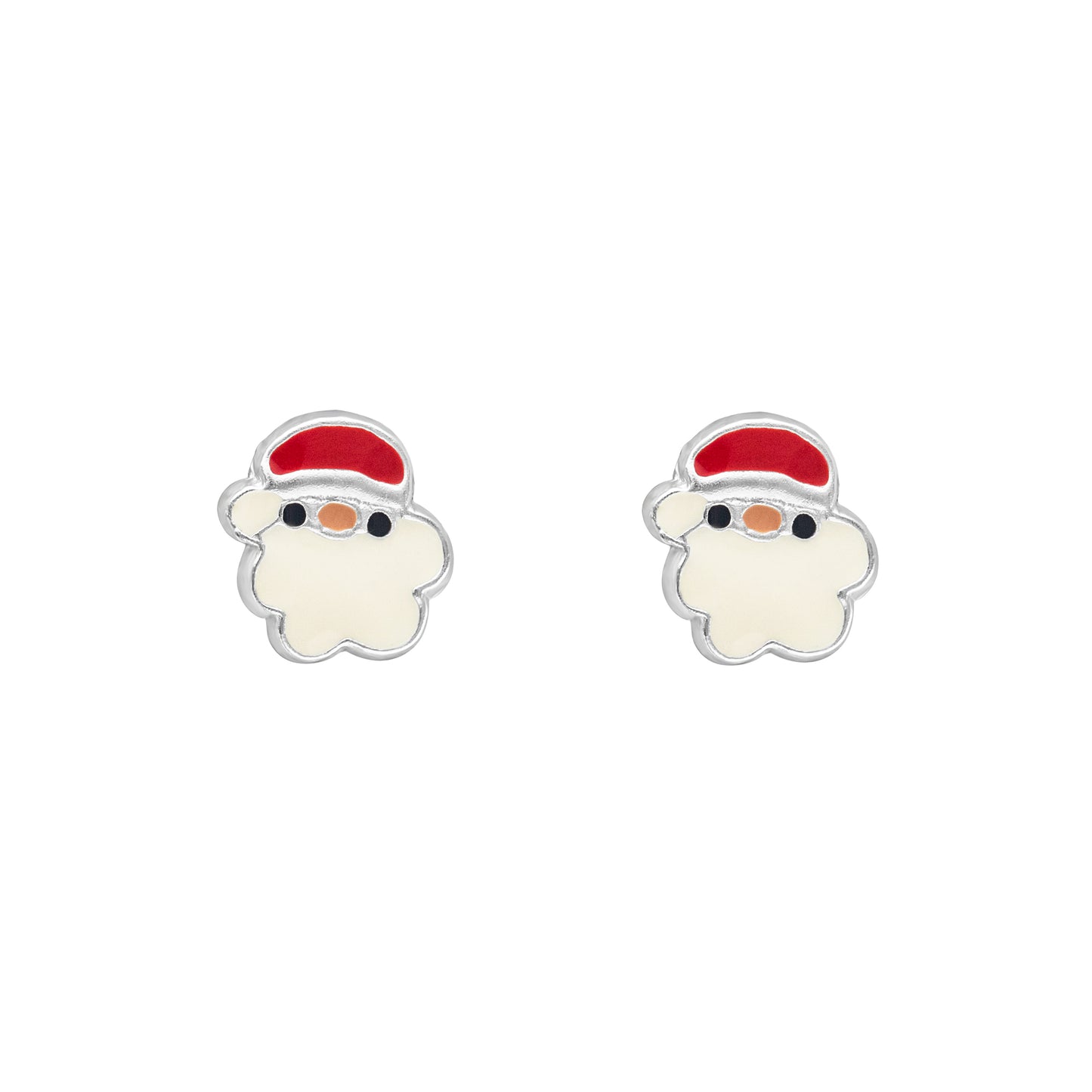 Sterling Silver Cute Santa Stud Earrings