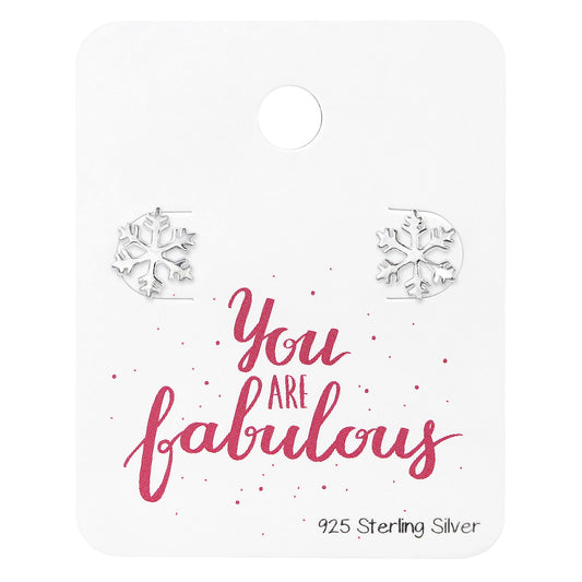 Sterling Silver Snowflake Earrings On You Are Fabulous Card