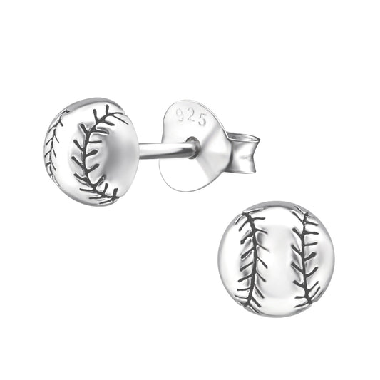 Sterling Silver Baseball Stud Earrings