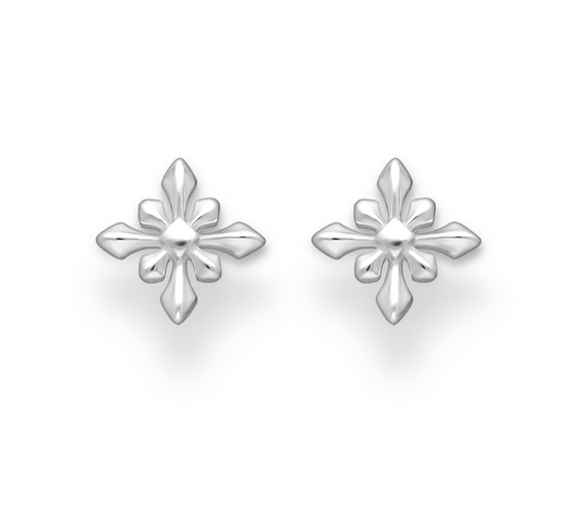 Sterling Silver Geometric Star Stud Earrings