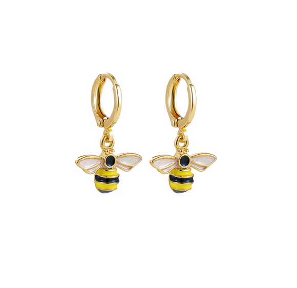 Goldtone Dainty Bee Huggie Hoop Earrings
