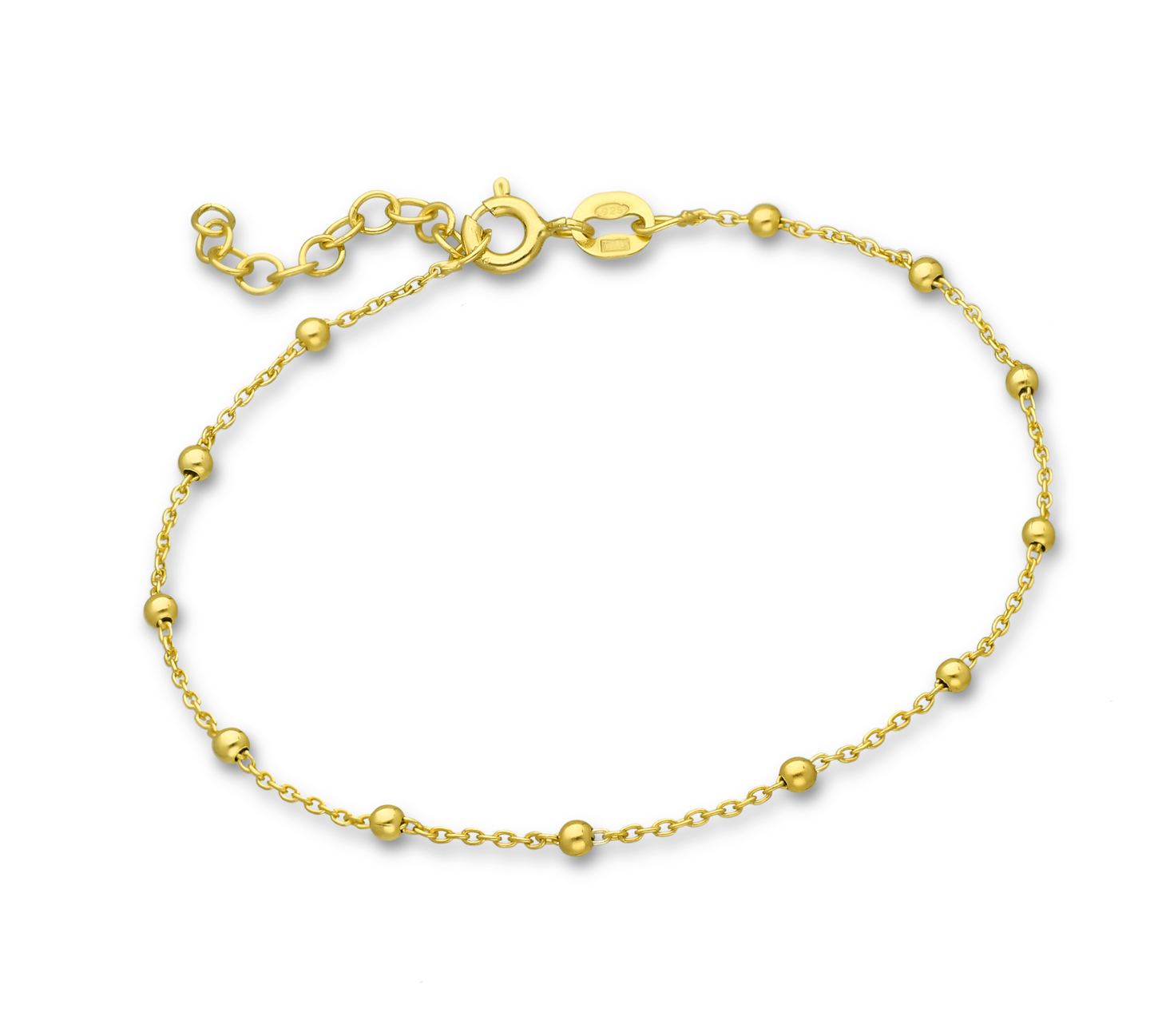 18k Gold Plated Sterling Silver Station Chain Bracelet